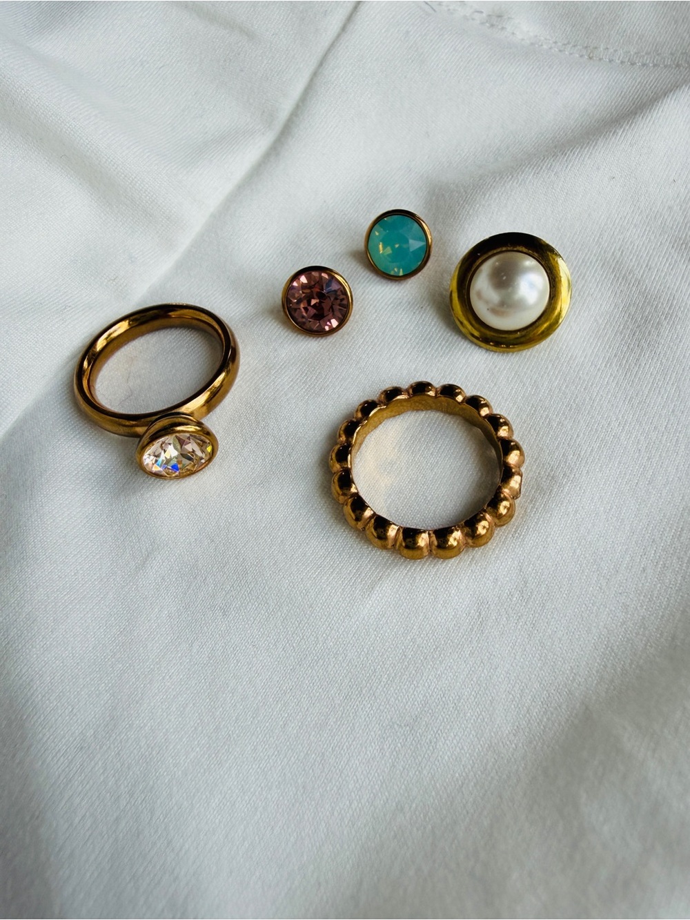 QUDO Stackable Interchangeable Statement Ring Set with Multicolor Gems